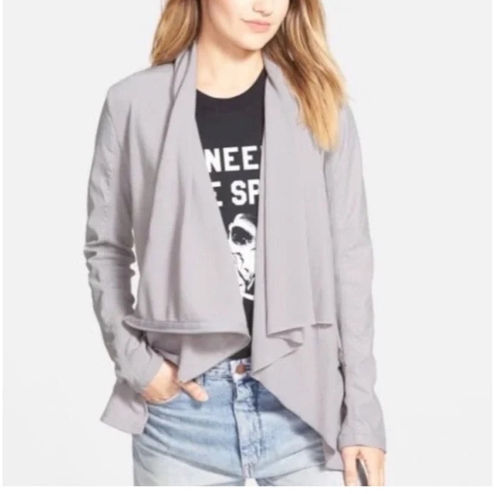 BlankNYC faux leather draped jacket